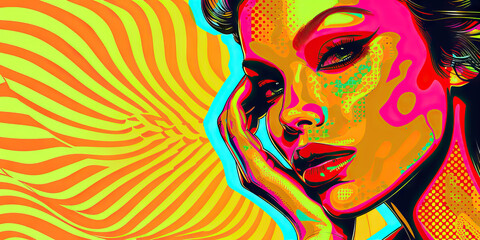 Art (Pop Art): A figure with a pop art piece, symbolizing the vibrant and colorful art movement of the 1950s