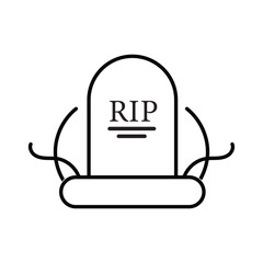 Tombstone line icon, outline vector sign, linear style pictogram isolated on white background. Vector illustration. Eps file 32.