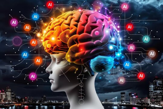 Exploding AI brain concept with vibrant neural networks, depicting the power and complexity of artificial intelligence.