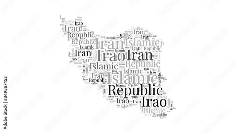 Poster iran shape words animation. iran boundary filled with country names animated. country opening, intro