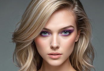 Fototapeta premium Portrait of a Fashionable Woman with Elegant Hairstyle