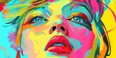 Art (Pop Art): A figure with a pop art piece, symbolizing the vibrant and colorful art movement of the 1960s