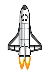 Naklejka premium cartoon space ship shuttle no booster transparent background