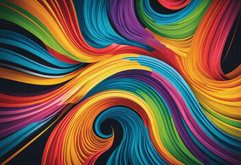 Obraz premium Colorful abstract geometric design with vibrant swirls and copy space