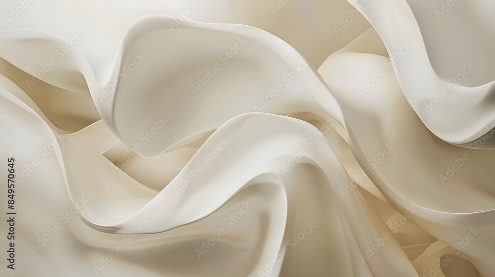 Poster abstract white glass sculptures with flowing curves, creating a dynamic, fluid appearance with refle