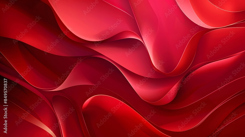 Poster smooth abstract red flowing waves and shapes