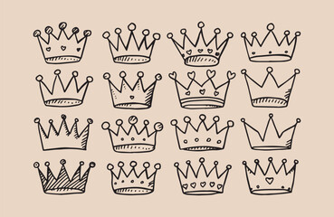 Collection of hand-drawn crowns with a unique design 03