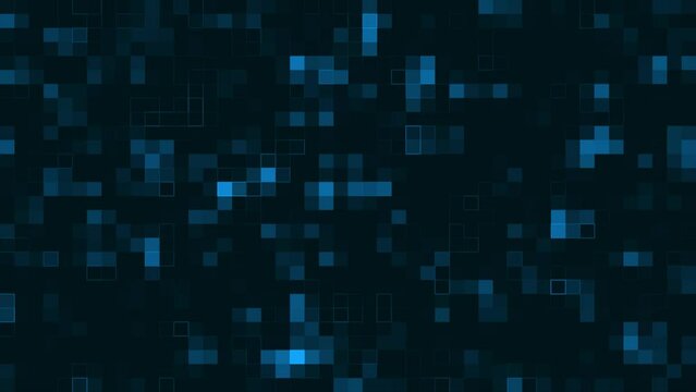 Looping background animation of blue glowing squares abstract digital technology