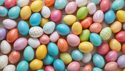 Obraz premium Hand-drawn illustration showcasing vibrant and creative Easter traditions with colourful chicken eggs