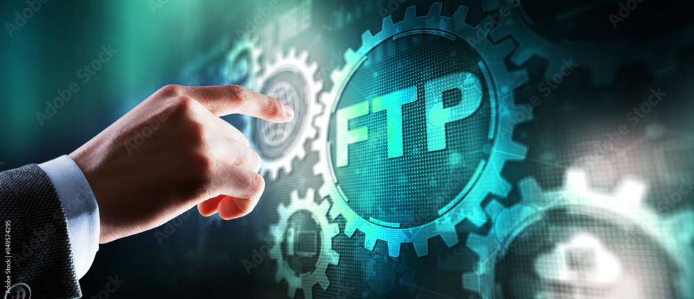 Poster update 2024 ftp. new file transfer protocol. internet and communication technology concept