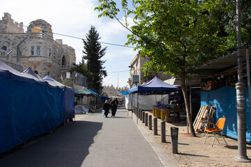 Streets of Muslim Quarter of Jerusalem in the early morning hours.