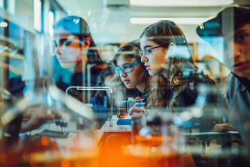 Discovering the wonders of biology in a high school classroom, students engage in hands-on exploration and experimentation alongside their peers and teacher
