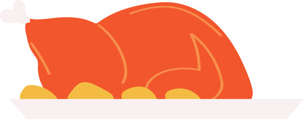 Cooked golden turkey white background Thanksgiving dinner holiday feast isolated white background roasted turkey chicken meal celebratory festival traditional cuisine table plate