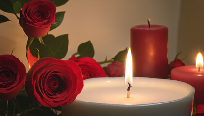 Romantic Candlelit Celebration: Roses and Flames