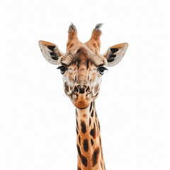 Fototapeta premium A photo of a giraffe, isolated on a white background for clear png image