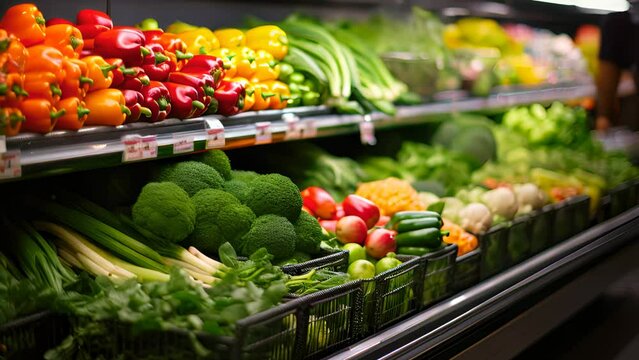 Variety of Fresh Produce in Refrigerated Section