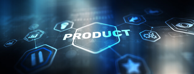 Product concept. Business development elements. Abstract Background