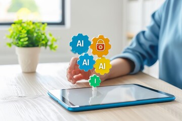 Person using tablet to access AI driven platforms, showcasing the ubiquity and ease of use of smart technology in daily life.