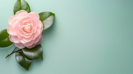 Fototapeta premium Camellia, isolated on a pastel background for blank background graphic resources