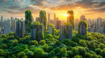 Obraz premium green architecture, green future, ecological technologies