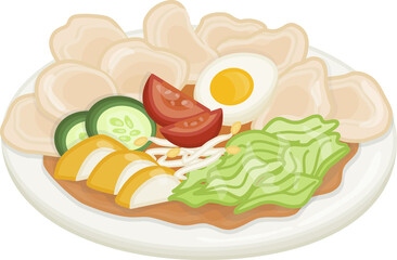 Indonesian Food Gado-gado Illustration