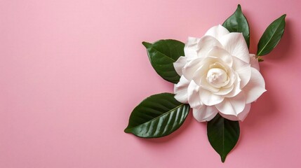 Gardenia, isolated on a pastel background for blank background graphic resources