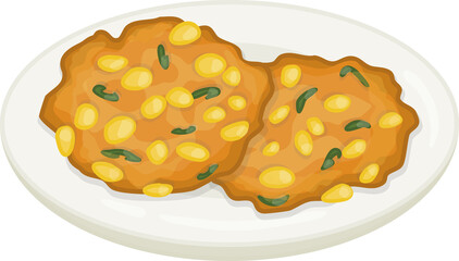 Indonesian Food Perkedel Jagung Illustration