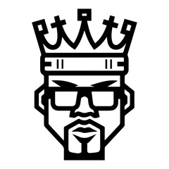 King logo or modern line icon. Vector line art and icon design with bold outline. Black and white Pixel Perfect minimalistic symbol isolate white background. Creative logotype