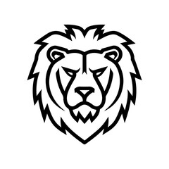 Lion logo or modern line icon. Vector line art and icon design with bold outline. Black and white Pixel Perfect minimalistic symbol isolate white background. Creative logotype