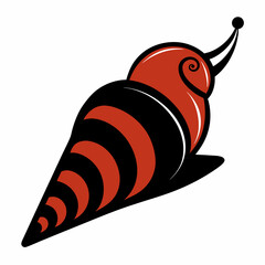Solid black outline Cone Snail animal vector