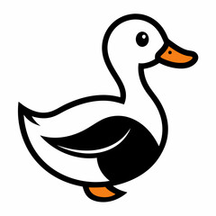 
Solid black outline duck animal vector svg