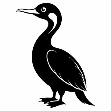 recommend clip art: Cormorant  outline vector silhouette illustration svg file