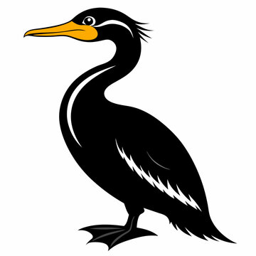 recommend clip art: Cormorant  outline vector silhouette illustration svg file