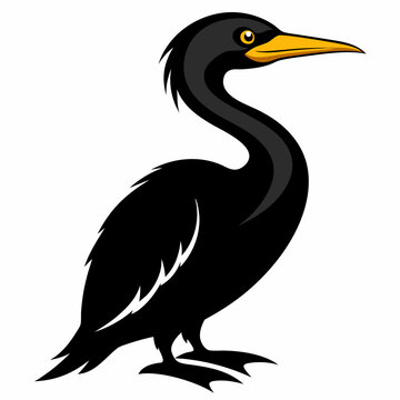 recommend clip art: Cormorant  outline vector silhouette illustration svg file