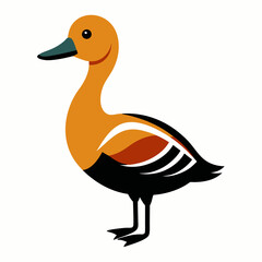 Solid black outline Fulvous Whistling Duck animal vector svg
