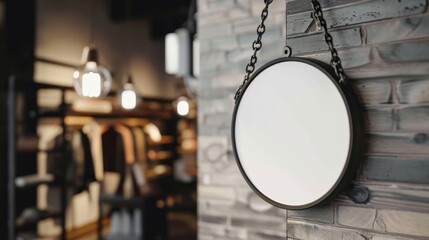 Round signboard on a wall .for cafes,shops,or restaurants