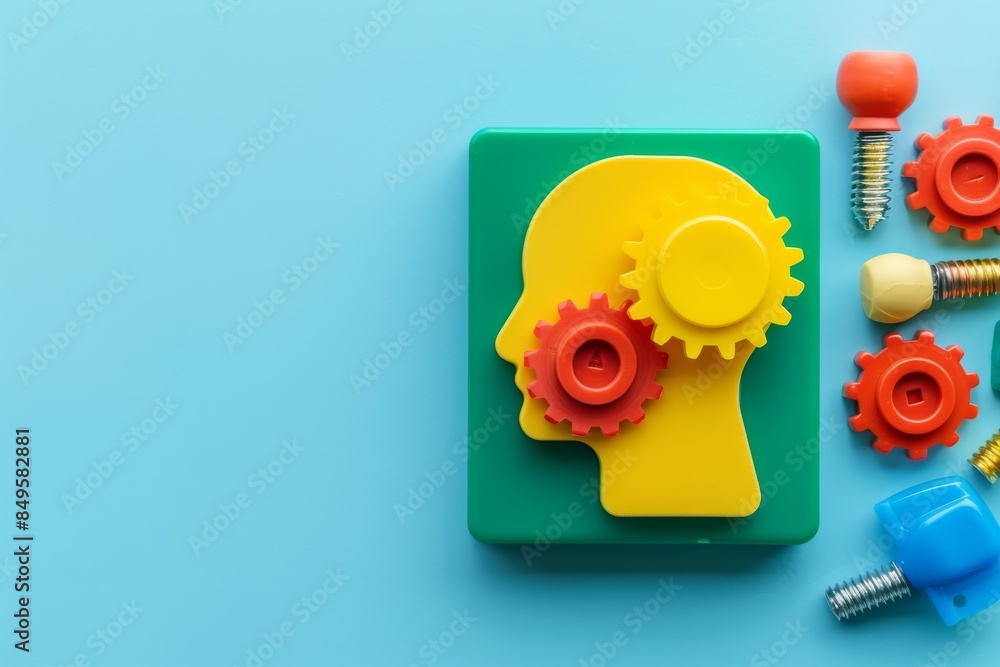 Poster robot with ai brain in vivid colors, depicting the blend of technology and creative intelligence in 