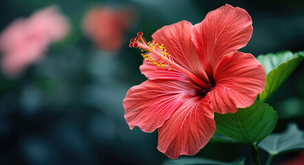 Closeup shot of red flower. Created with Ai