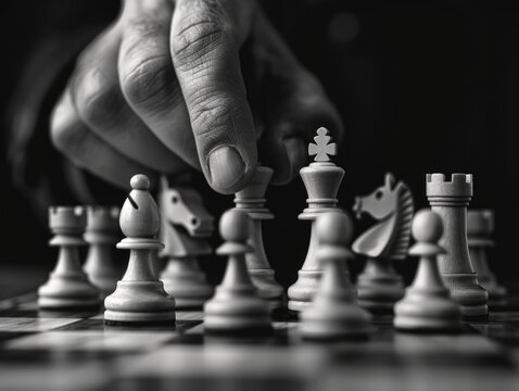 Hand moves chess piece