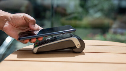 Hands Phone Payment Terminal. nfc