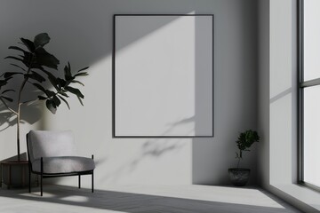 mockup blank picture frames in a modern interior living room illustration