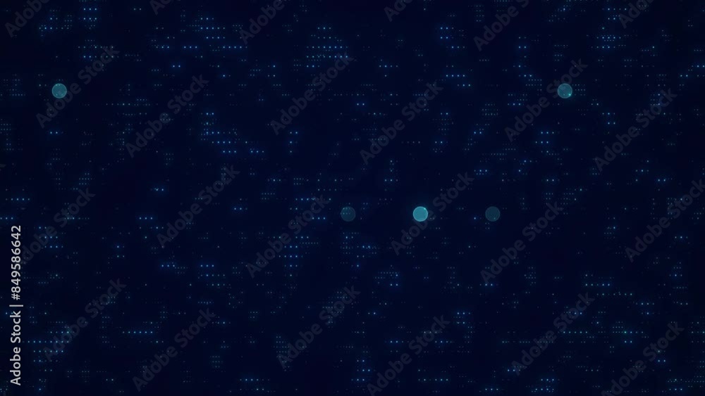 Aufkleber camera flying through digital circle dot technology background. digital glowing dot moving data anim