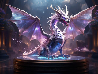 Majestic purple dragon on a stand