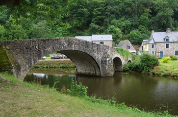 Fototapeta premium Stone bridge in Lehon in Brittany in France, Europe