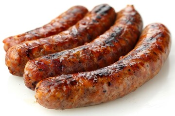 Fototapeta premium Grilled Sausages on White Background