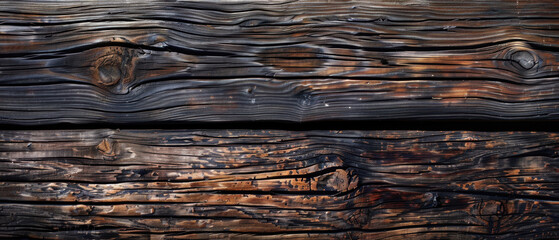 Naklejka premium Mellow dark-colored wood texture background. Natural grain and high contrast. 