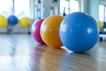 Colorful Exercise Balls in Modern Gym