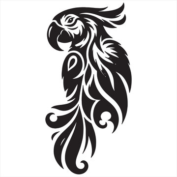 recommend clip art: Parrot silhouette vector illustration on a white background