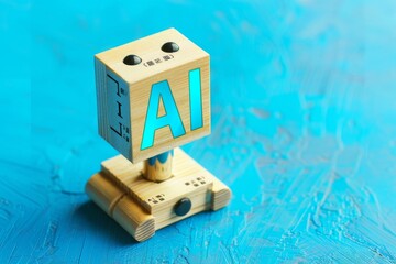 Fototapeta premium Creative 3D representation of AI blocks, symbolizing artificial intelligence, innovation, and smart technology in a conceptual and artistic digital design.