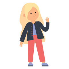 Vector Illustration of a Waving Girl Vector Illustration EPS10